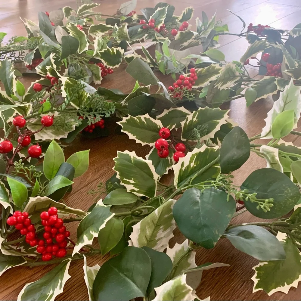 6 Holly Berry Christmas Garlands about 6ft